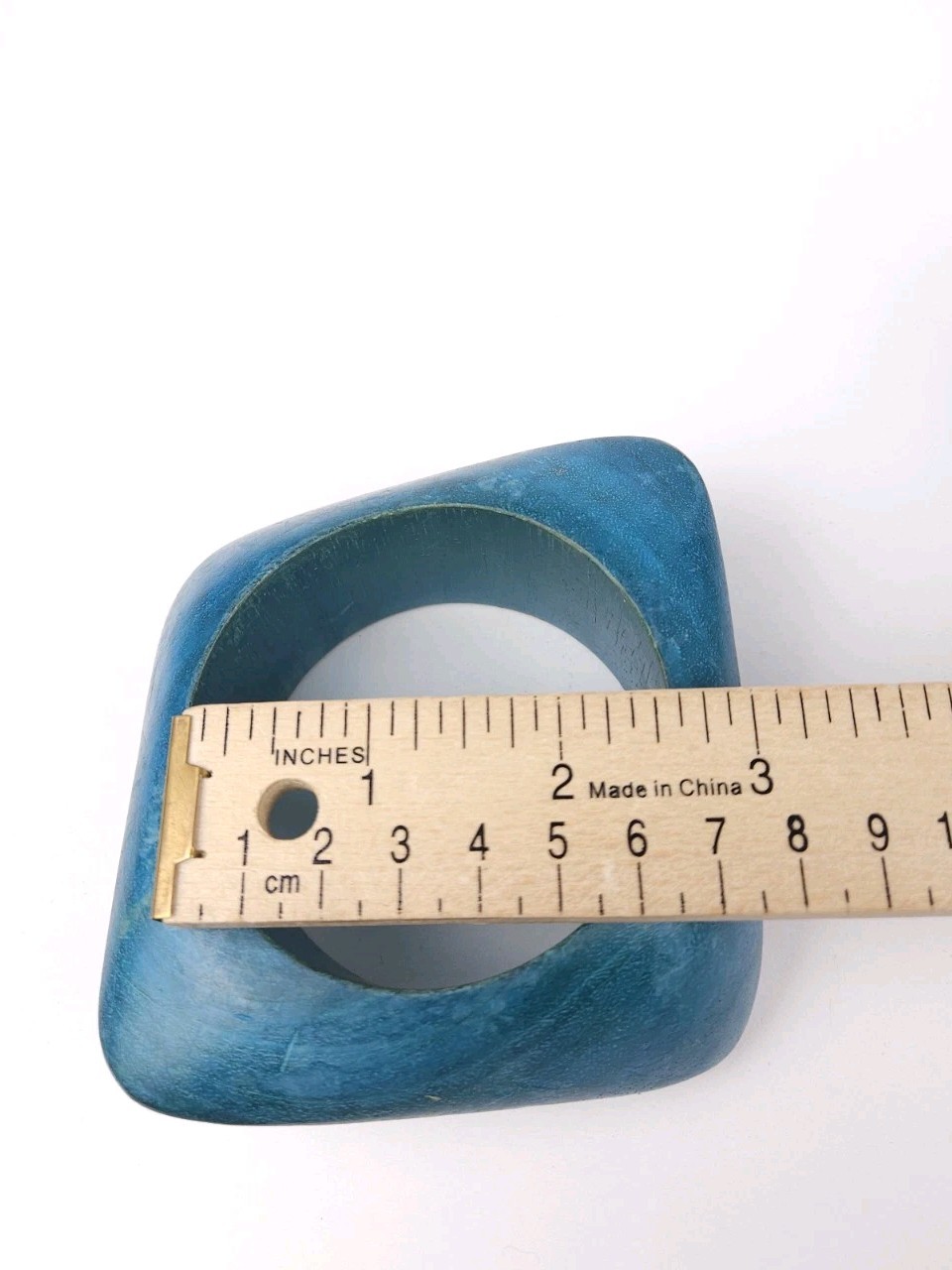 Lot Of 2 – Blue Wooden Dyed Bangle Stretch Bracelets Asymetrical Round