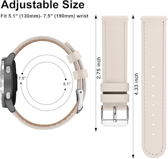 18mm Leather Watch Band Compatible with Garmin Venu 3S 41mm/Venu 2S/Vivoactiv…