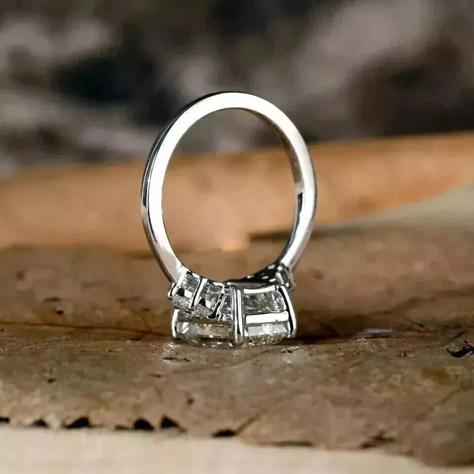 2.50 CT Emerald Cut Lab Created Diamond Engagement Ring 14K White Gold Plated