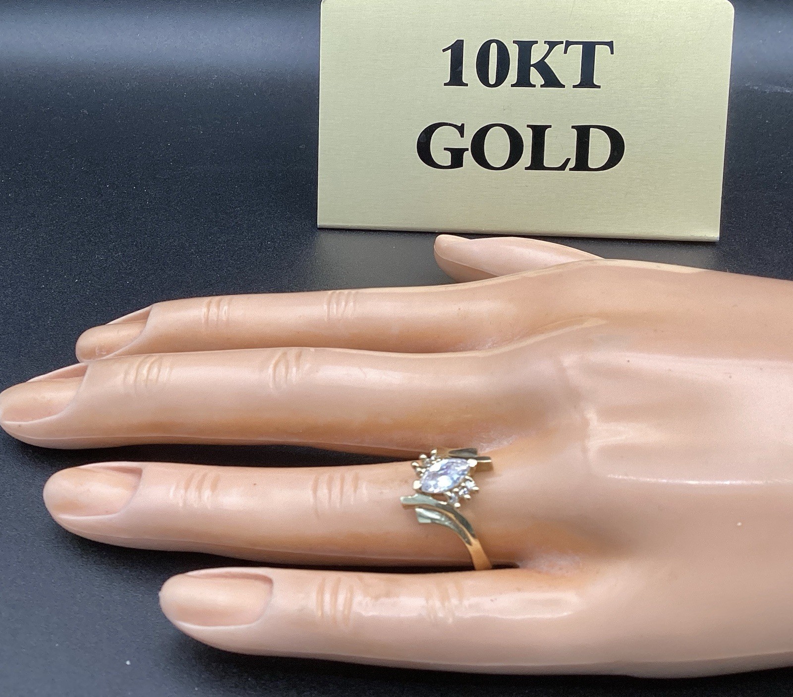 10 KT Yellow Gold Real Stamped Marquise April Birthstone Diamond, ring SZ 8.25