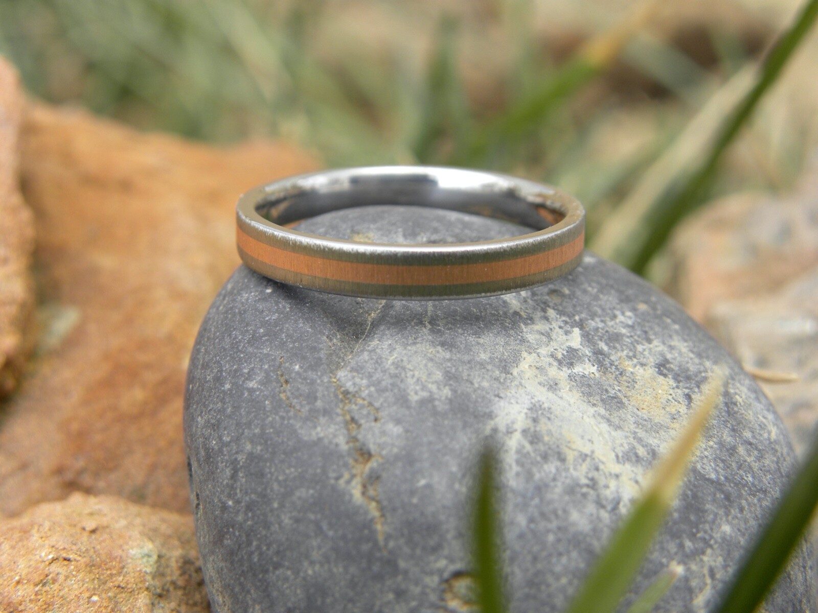 Beautiful, Frosted Finish, Copper and Titanium Band, 3mm Wide, Made to Order