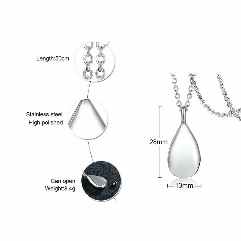 NEW Teardrop Ashes Urn Necklace Cremation Memorial Keepsake Jewelry,With Tool