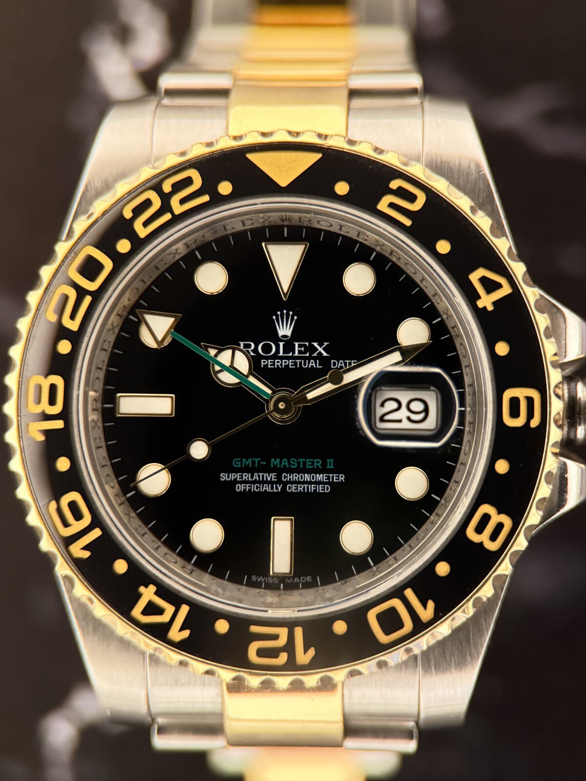 Rolex GMT-Master II 116713 40mm Ceramic Bezel Black 2-Tone 18k YG & Steel