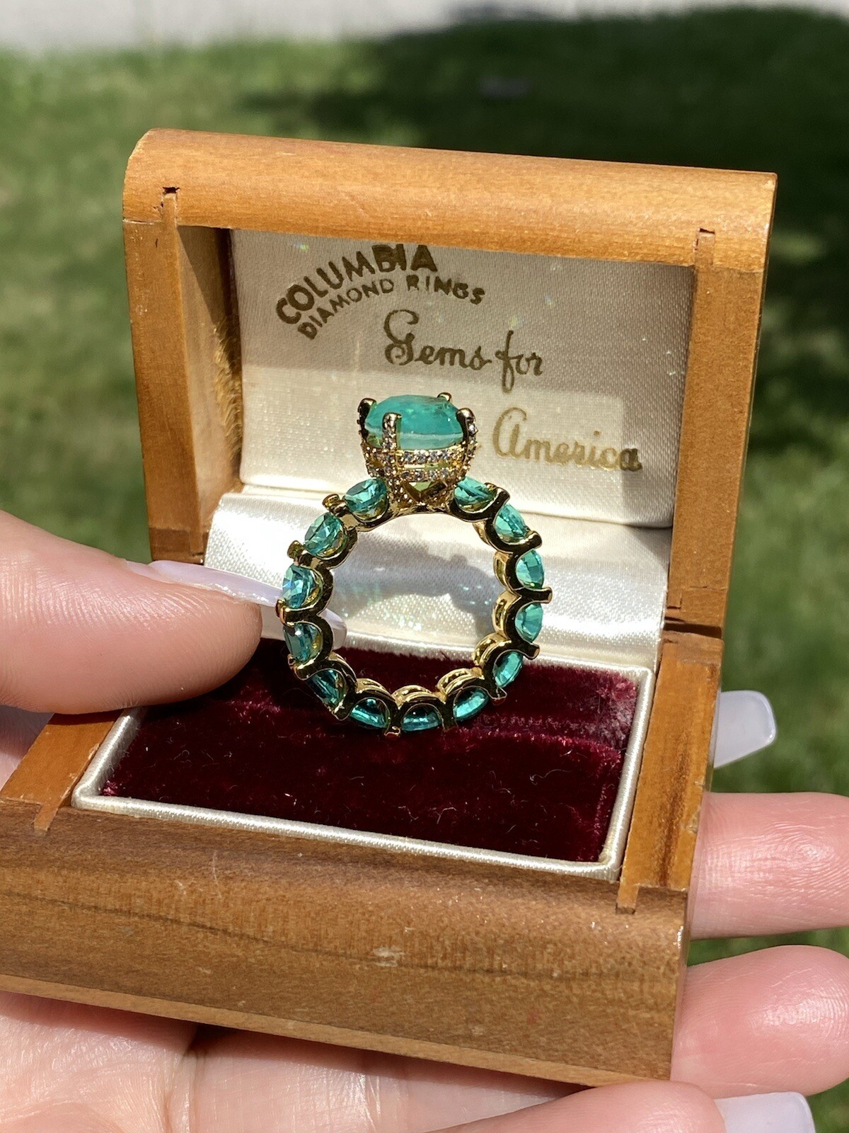 100% GENUINE COLOMBIAN EMERALD MULTI GEMSTONE RING, ETERNITY BAND, LADY AMERICA’