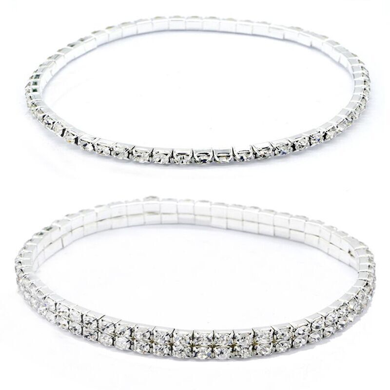 Woman Bling Bling Starry CZ Multiple Layers Bracelet Bangle Wristband Elastic