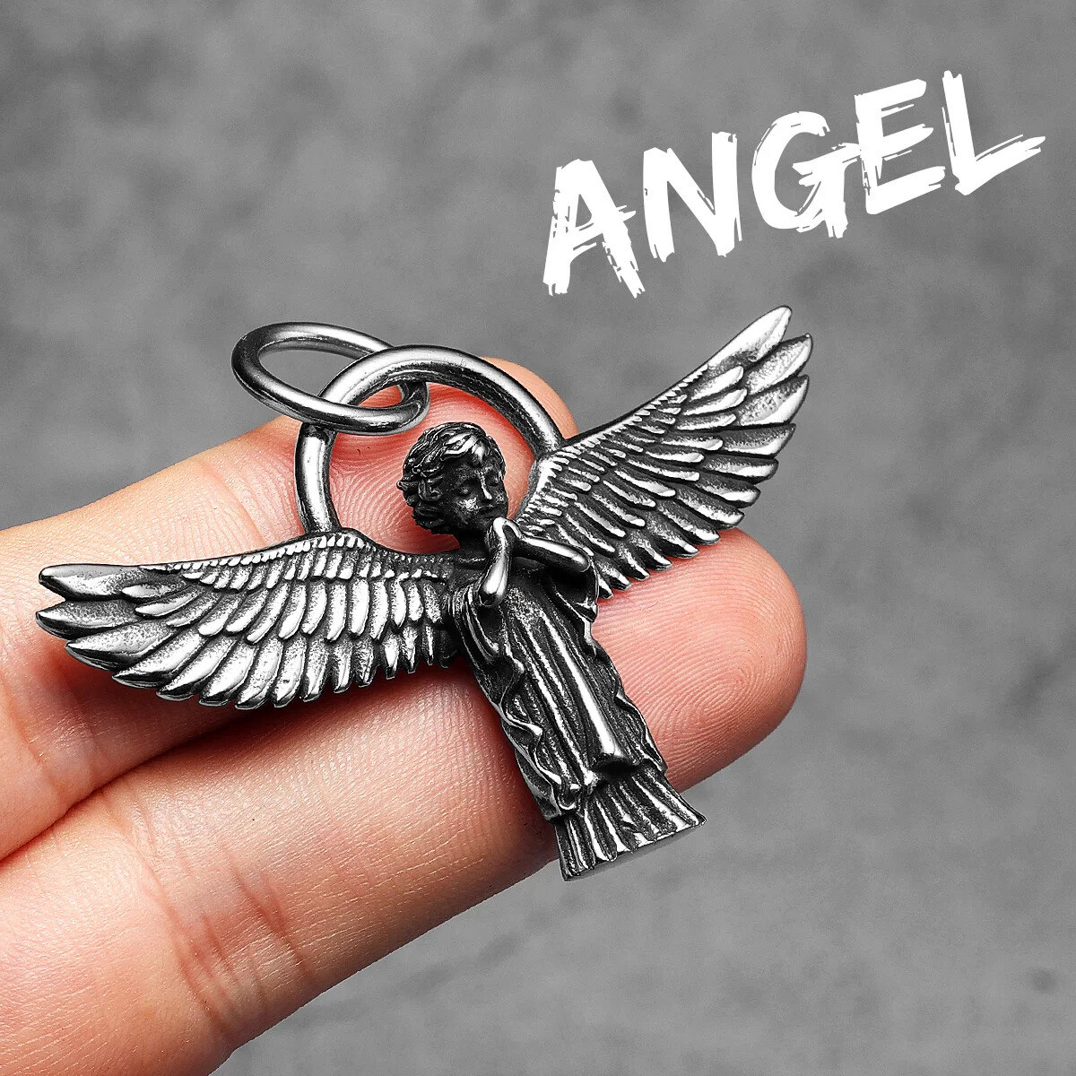 Sculpt Rings™ 316L Stainless Steel Angel Pendant | Available with 60cm Chain