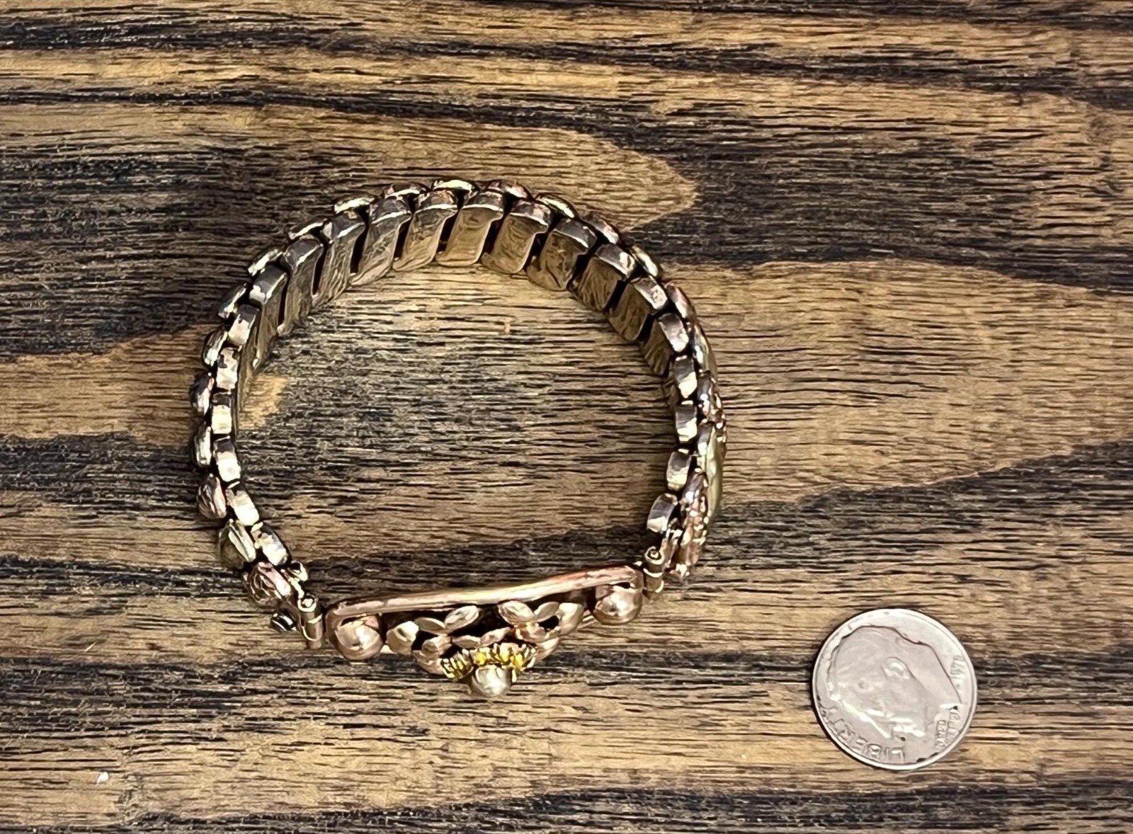 Vintage Lustern 1/20 12K GF on Sterling Expandable Flower Sweetheart Bracelet