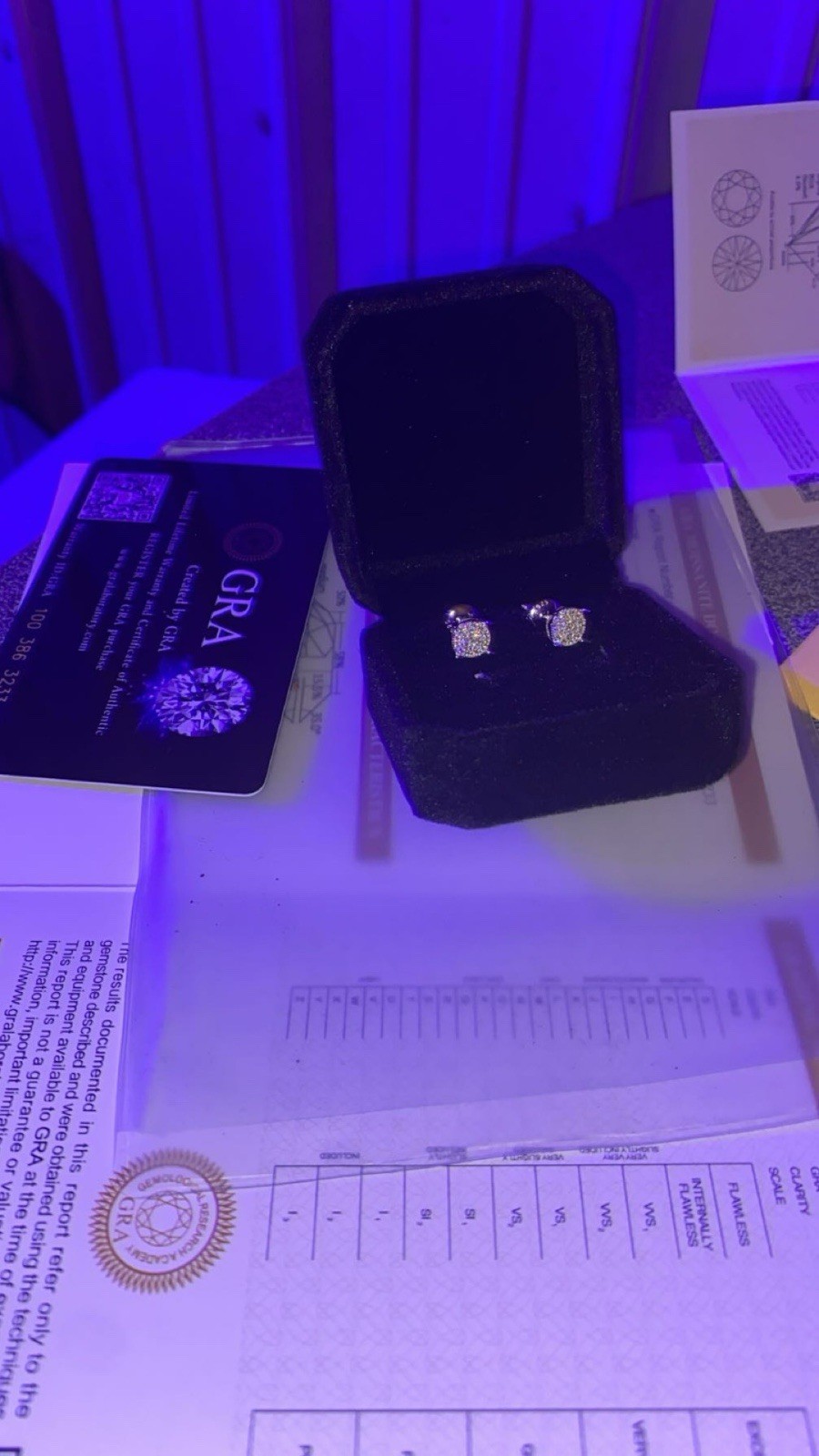 Authentic 14K Gold VVS1 Lab Diamond Square Earrings