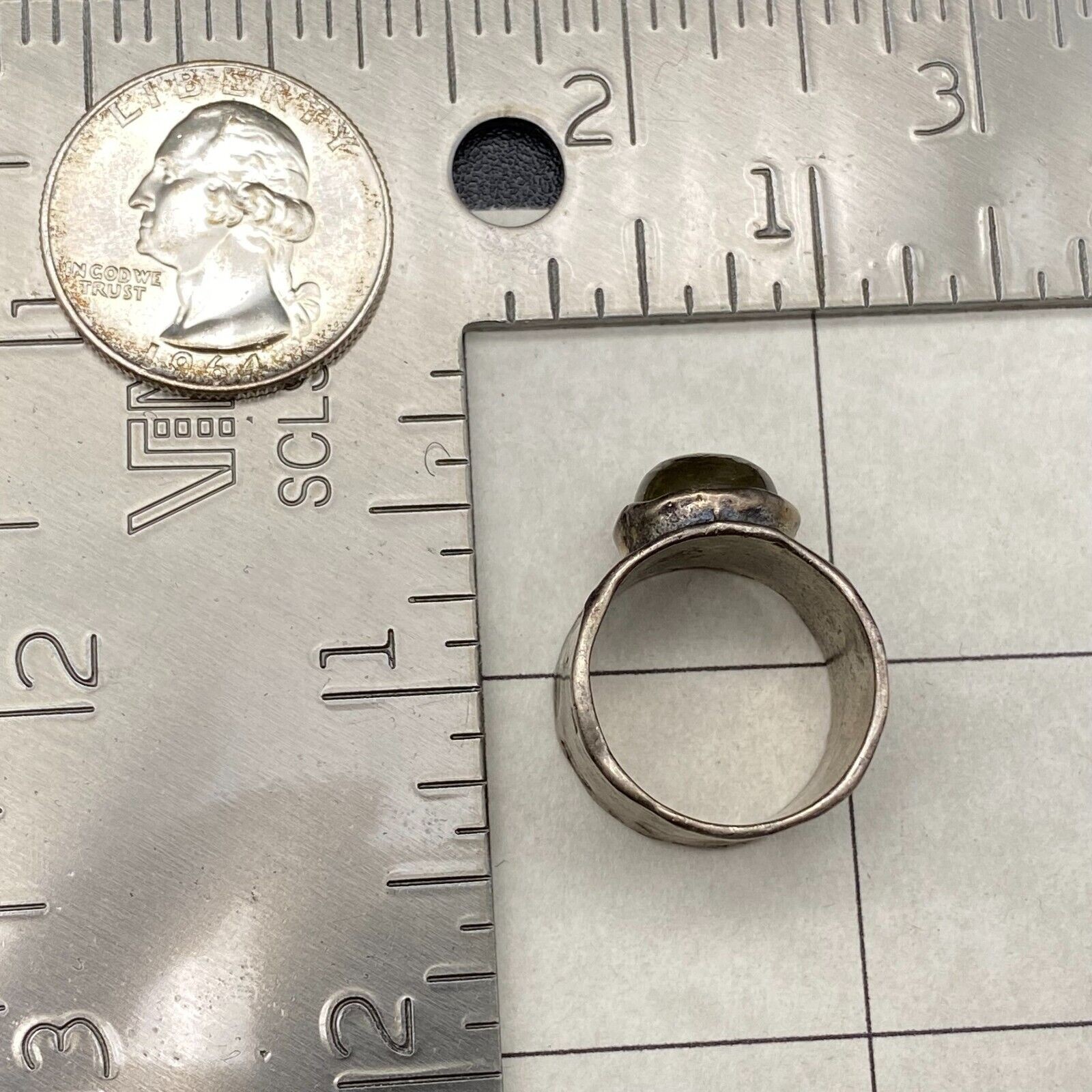 Vintage Israel Labradorite Sterling Silver Band Ring Size 7.5