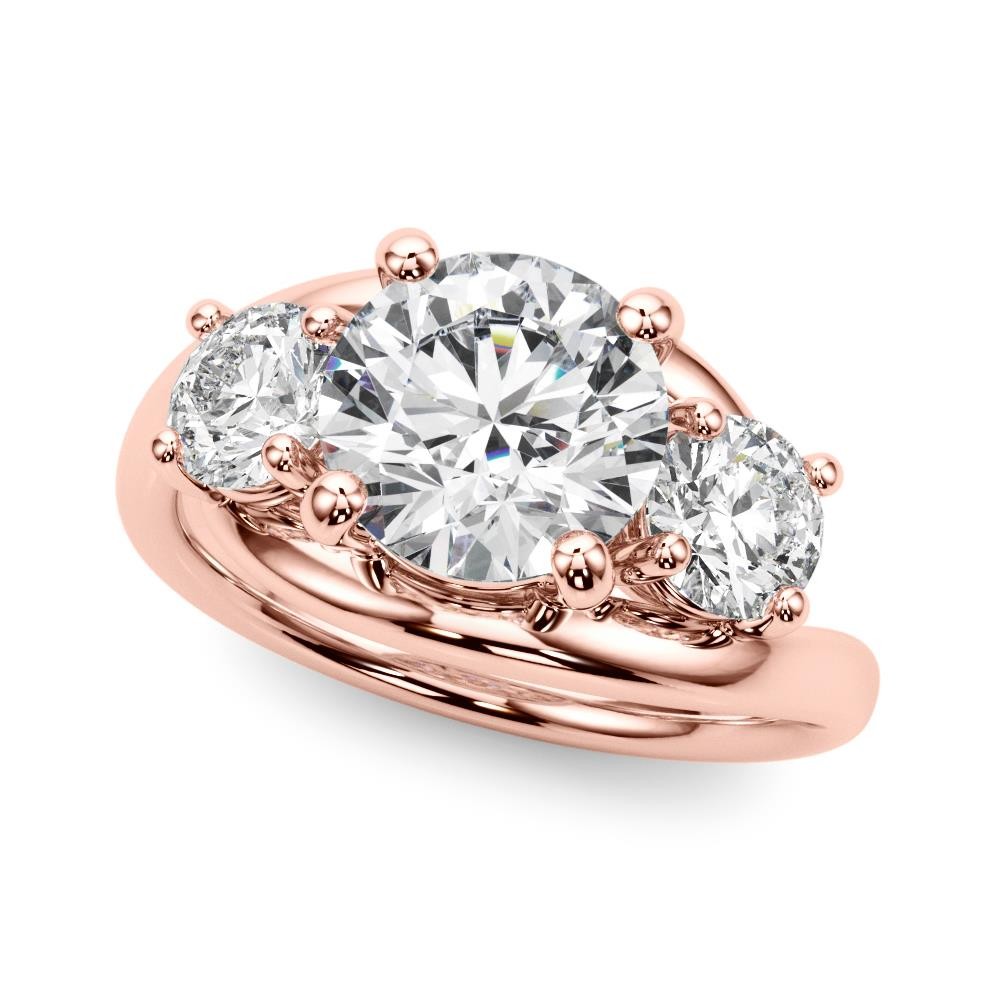 Lab Grown Diamond VS F 2.00-4.00 Ct 3-Stone Round Engagement Ring 14K Solid Gold