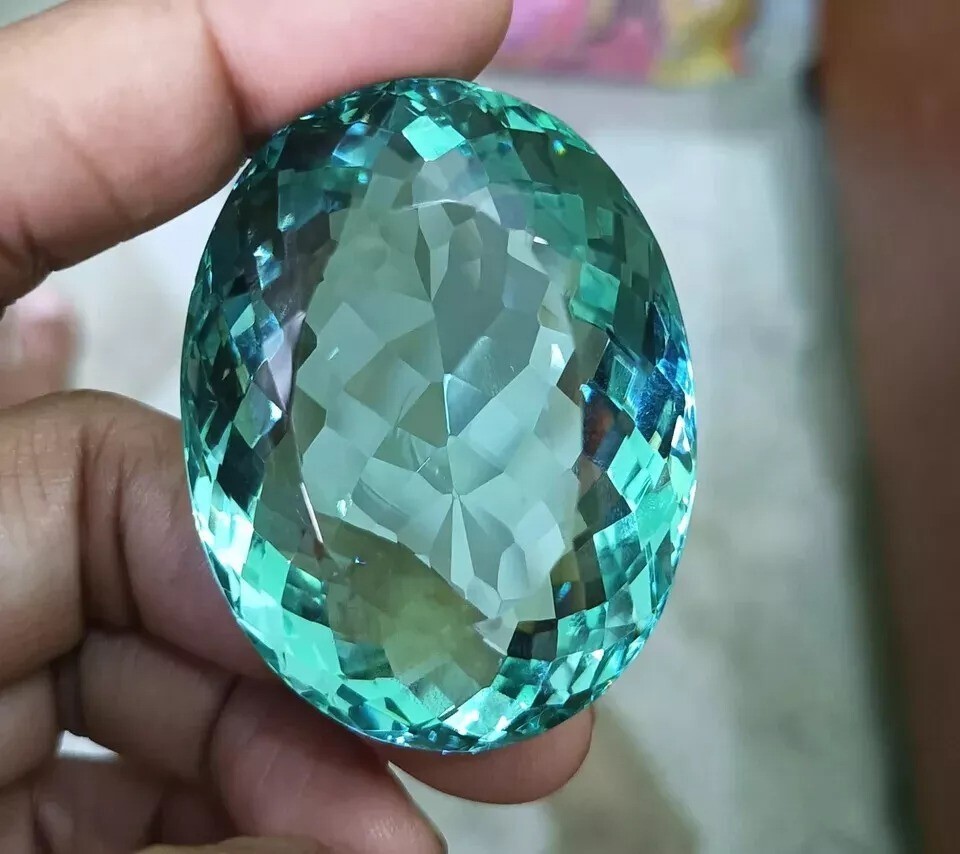Natural Ocean Blue Huge Topaz Oval Cut Brazilian 220-222Ct Certified Gemstone