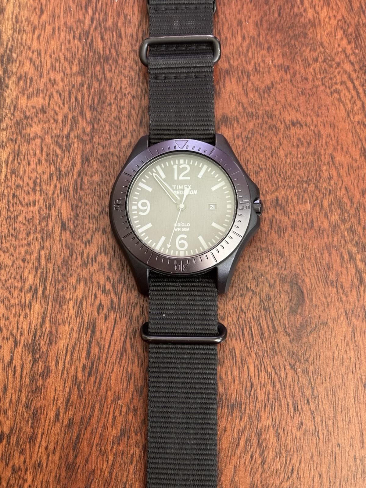 Timex Expedition Quartz 40mm Gray Dial Black Nylon Strap INDIGLO Date 50m
