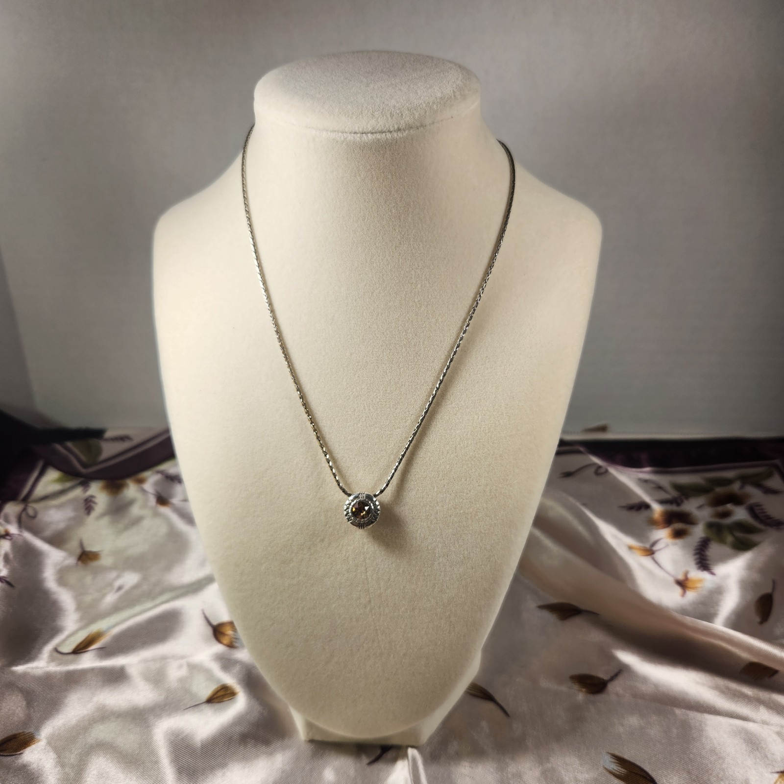 Brighton Fortino Silver Topaz & Clear Crystal Reversible Pendant Necklace.