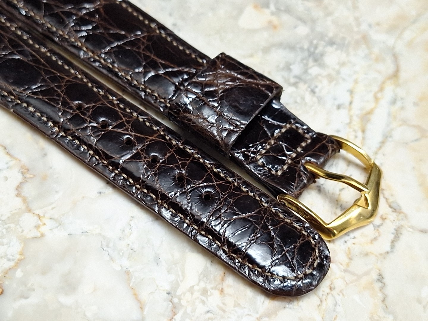JB Champion Dark Brown Brazilian Crocodile Leather Watch Band Strap 3/4″ LONG