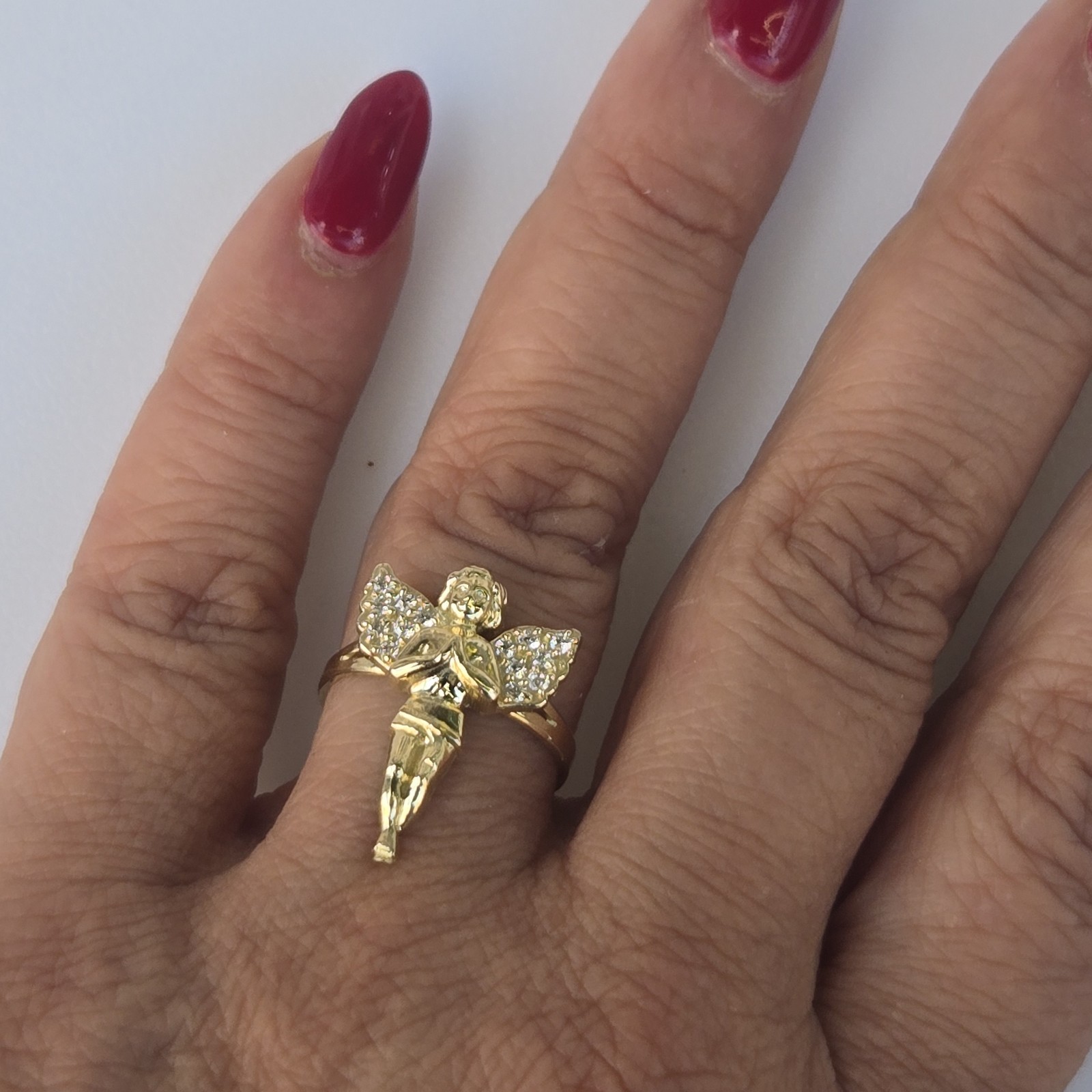 Solid 10k yellow Gold Praying Angel Ring