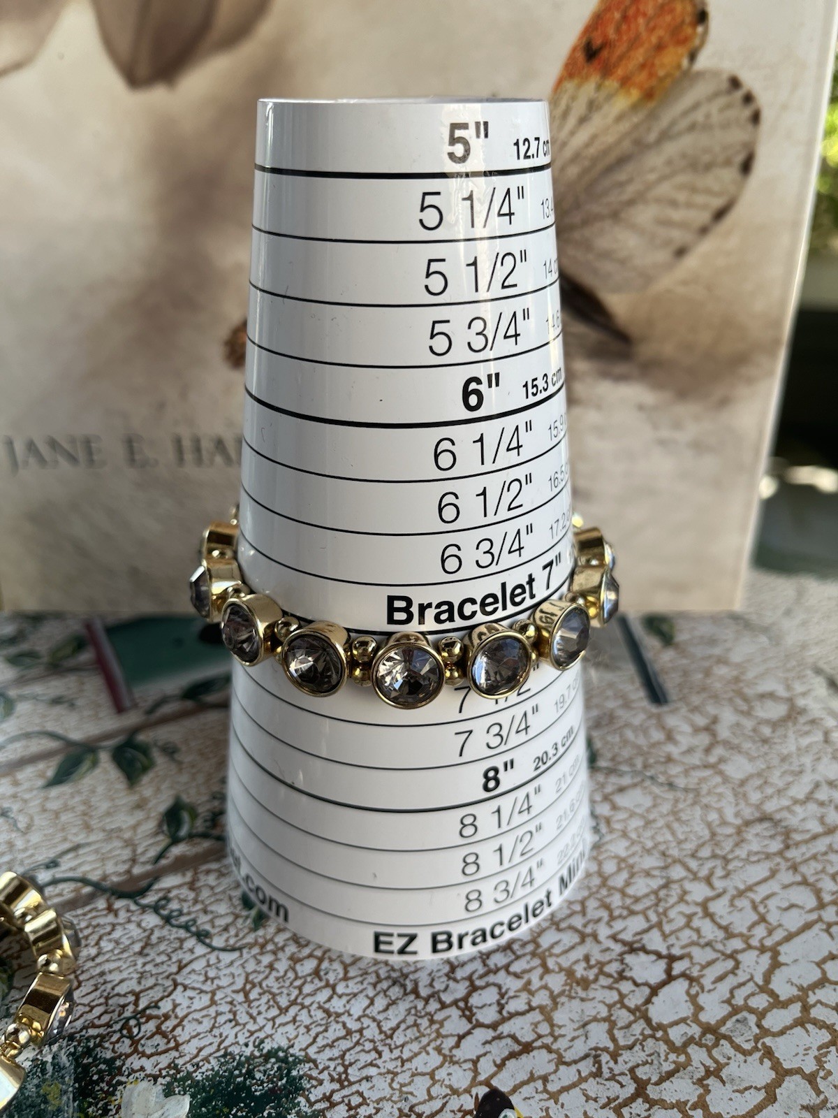 Two Stretch Bracelet Beaded Smoke Clear Gold Tone 7” Ish