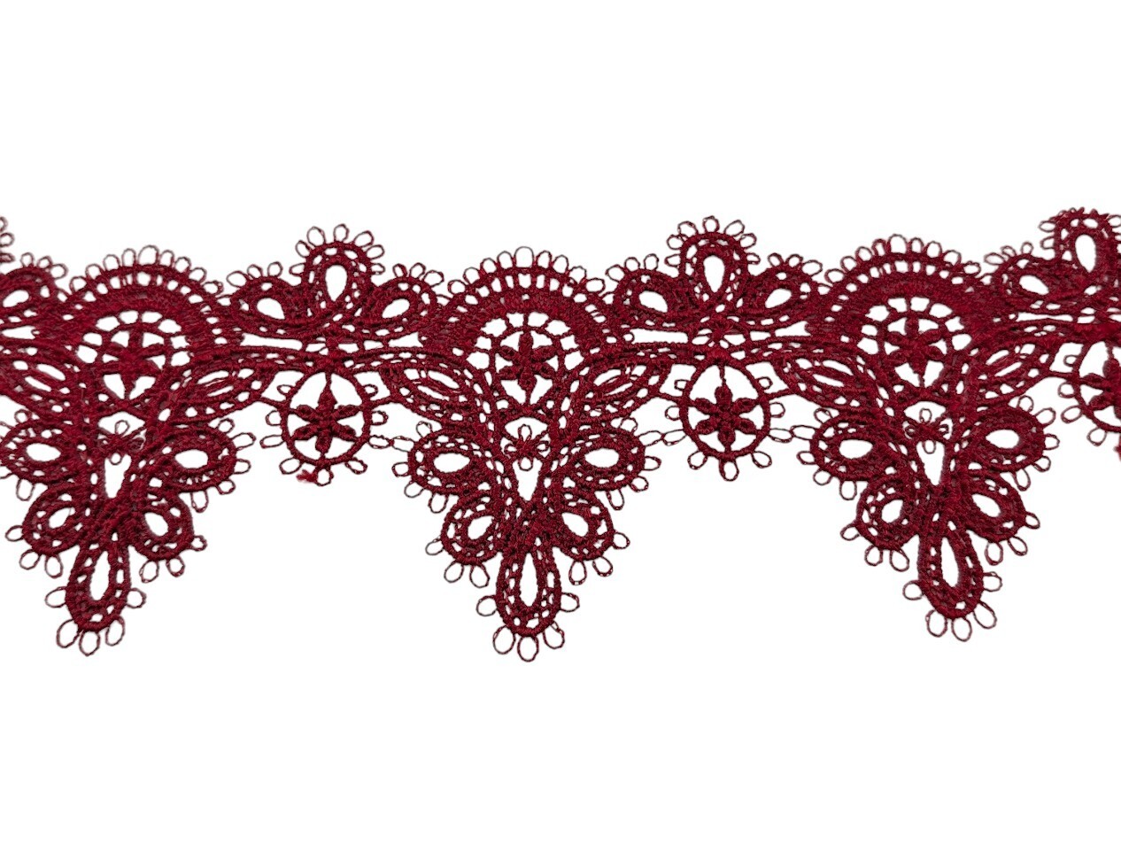DARK CHERRY RED LACE CHOKER burgundy maroon gothic scalloped necklace 12-15″ Z2