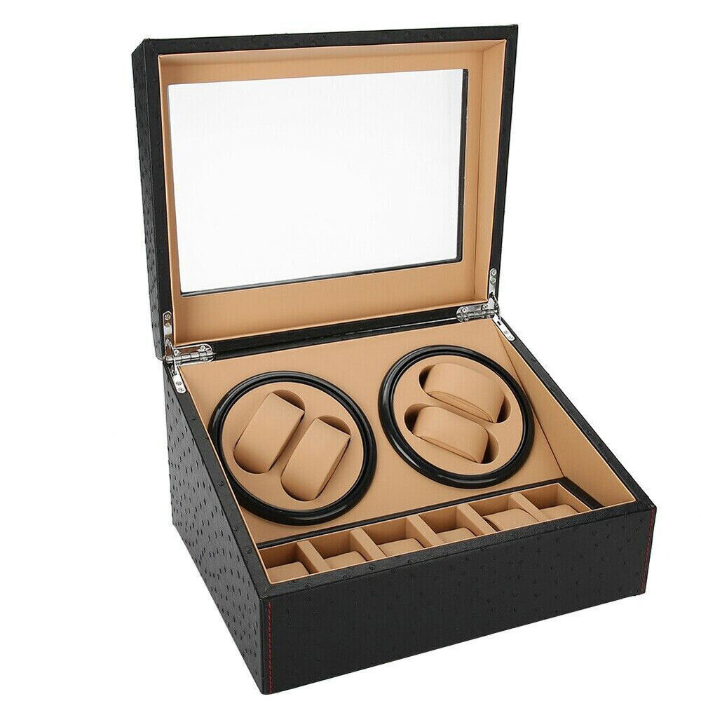 Automatic Watch Winder 4+6 Watch Display Box Quiet Motor Luxury Storage Case HOT