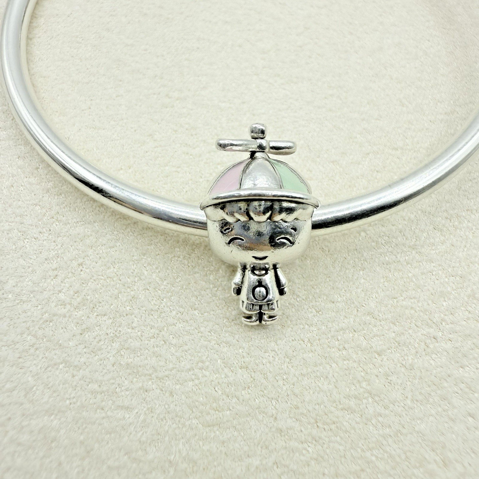 Pandora Little Boy Bead Charm Sterling Silver Enamel Hat Rotating Propeller Cap