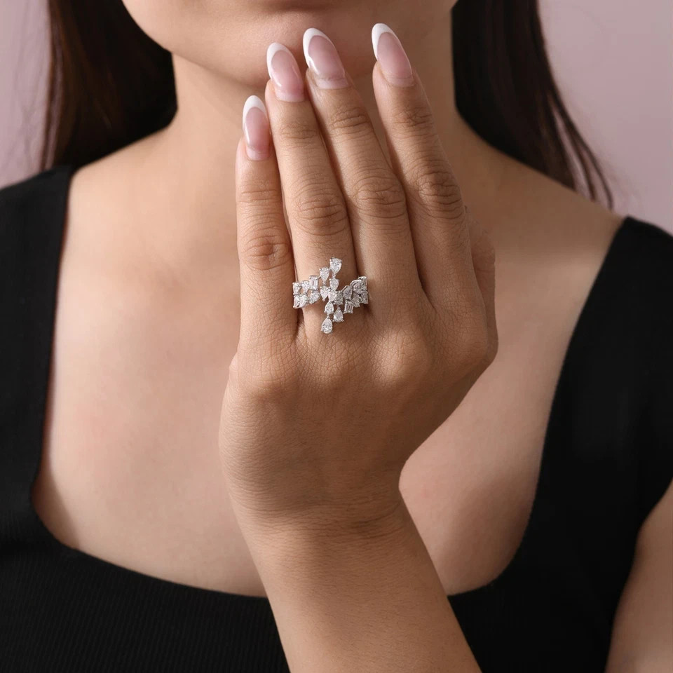 925 Silver moissinite fancy cut Ring , for regular and party use.
