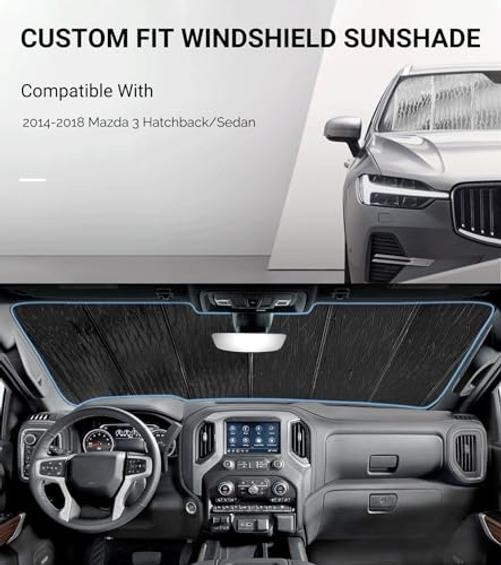 Windshield Sunshade Silver Water Ripple for Mazda 3 Sedan/Hatchback 2014-2018