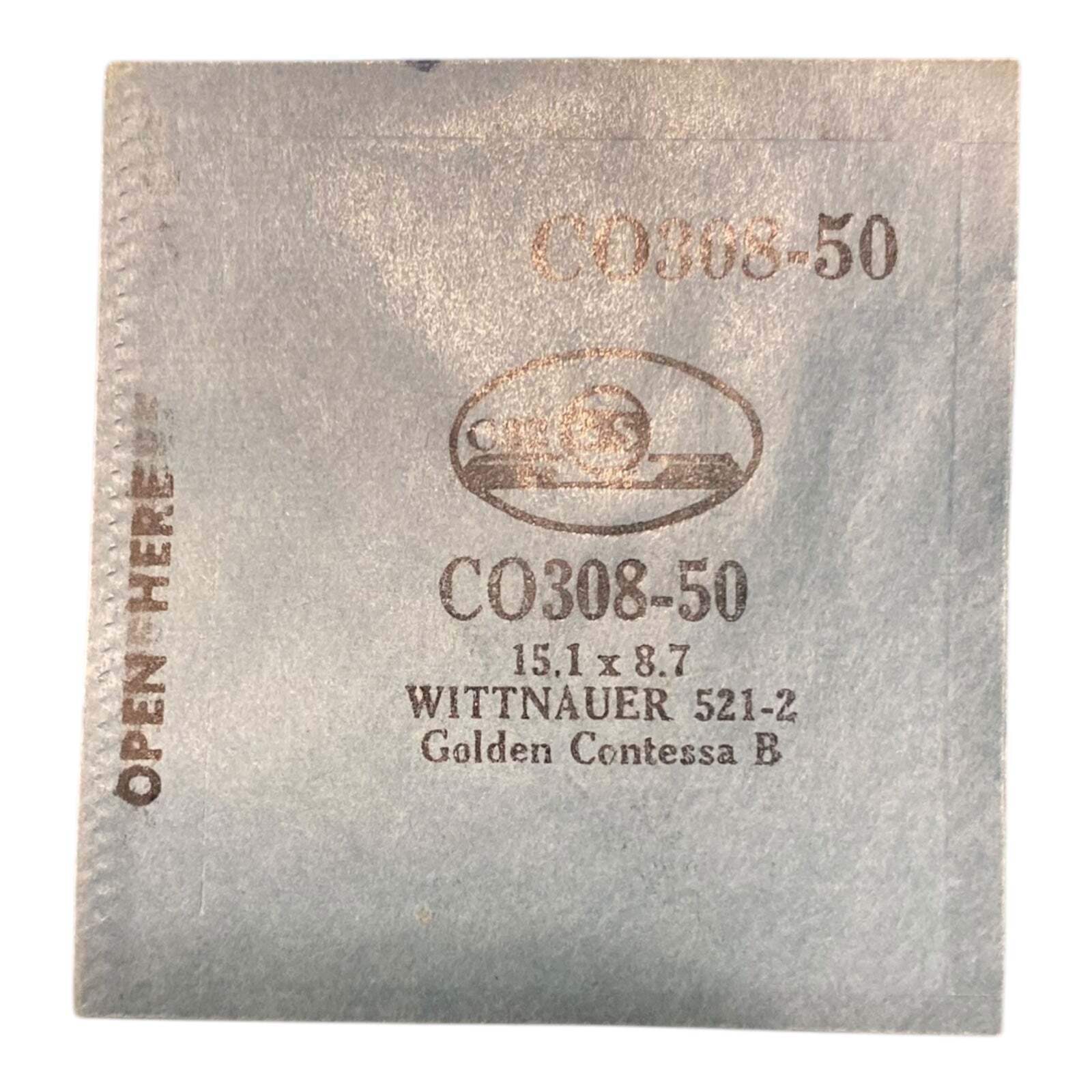 Germanow-Simon Mach (GS) CO308-50 Watch Crystal 15.1×8.7 NOS Part Wittnauer