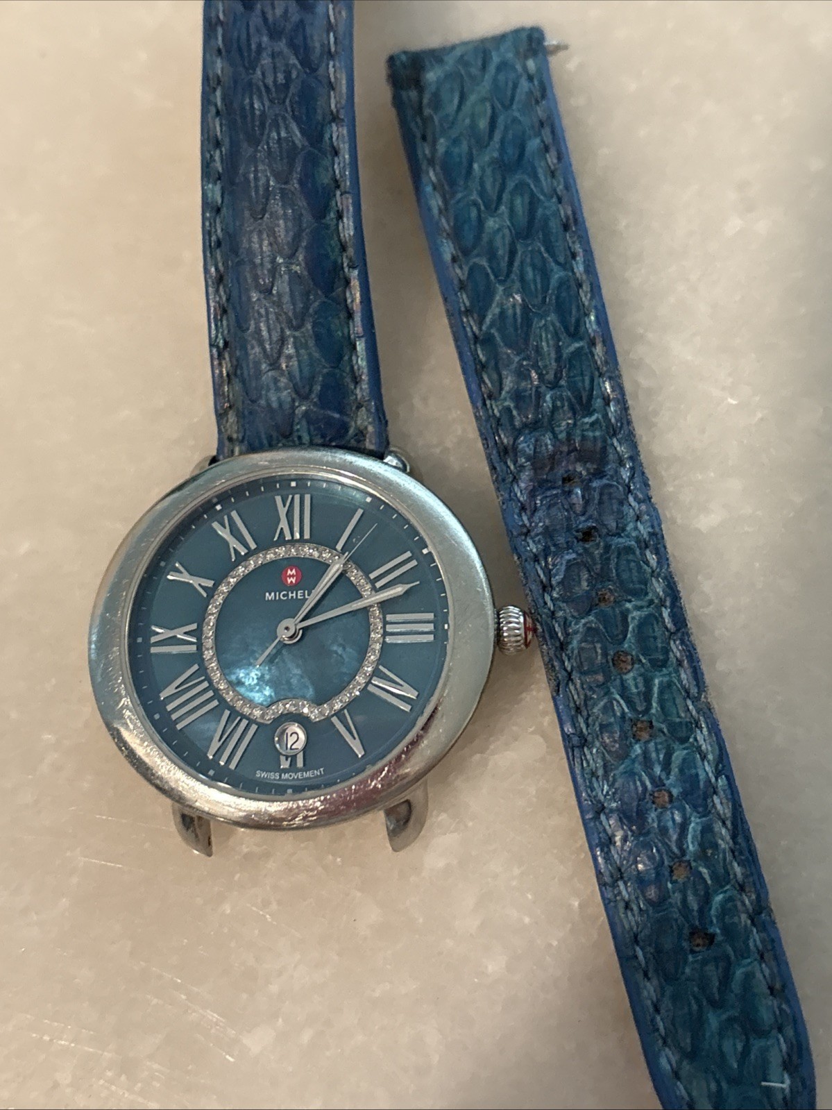 Michele Serein Diamond Dial Watch MW21B00A0029 Blue / Mid Teal Good + Pre Owned