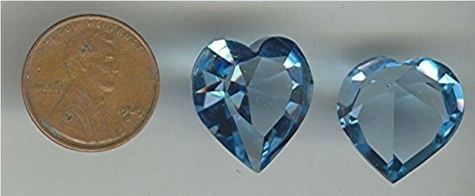 1 VINTAGE AUSTRIAN ARTICLE 4400 AQUA 17×8.7mm. FACETED HEART GEM JEWEL V127