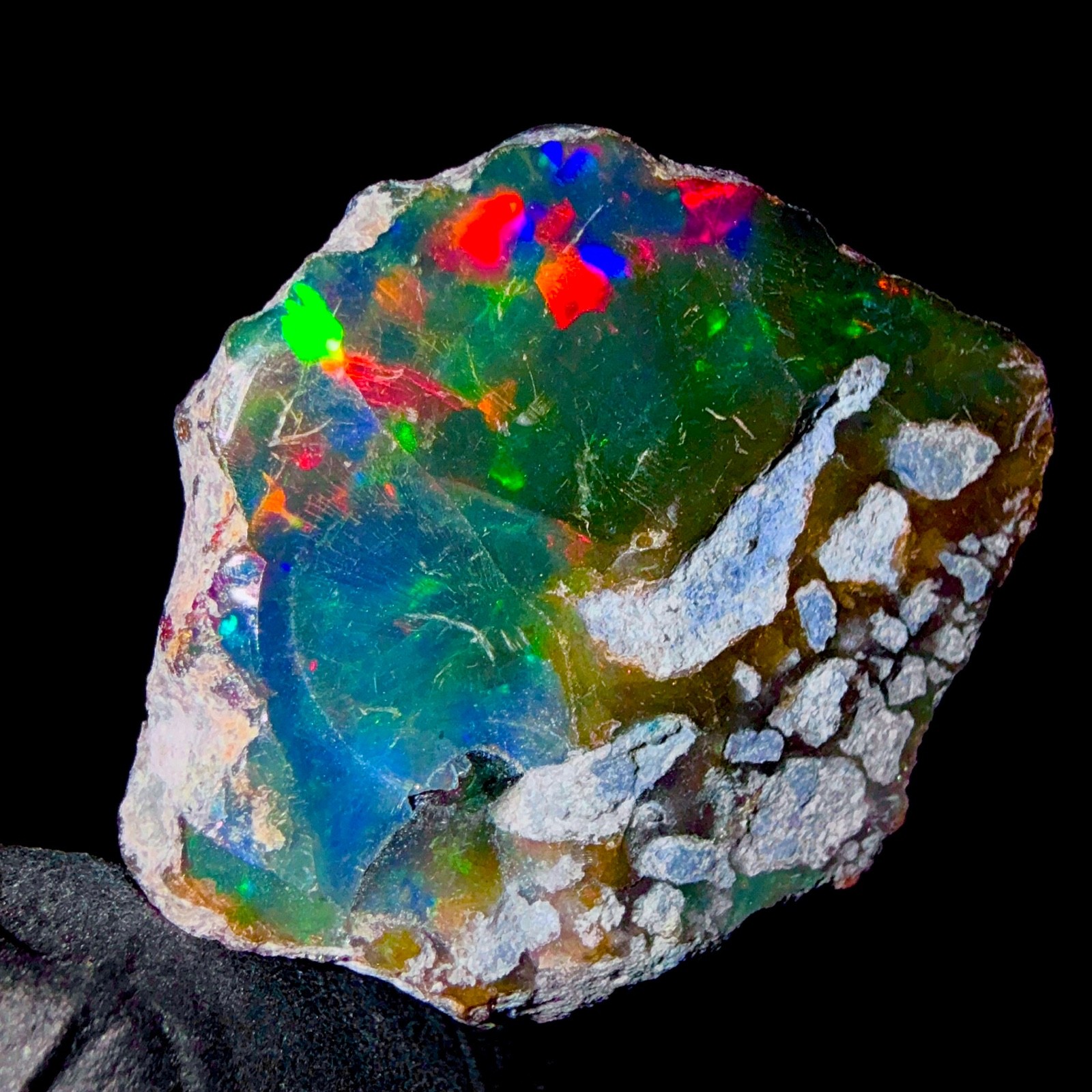 10 Ct Opal Rough, Jewelry Grade Black Welo Ethiopian Opal Rough, Multi Fire Opal