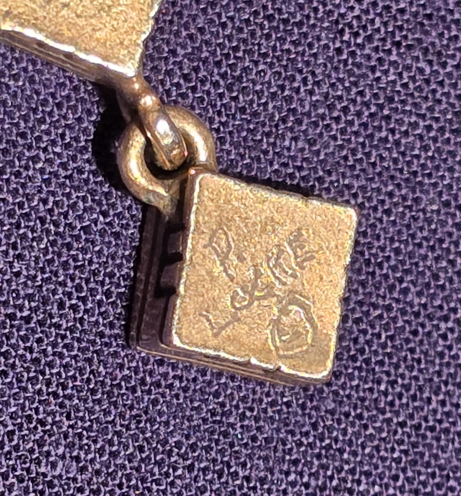 Vintage Patricia Locke Gold Swarovski Crystal Double Square Pendant Necklace
