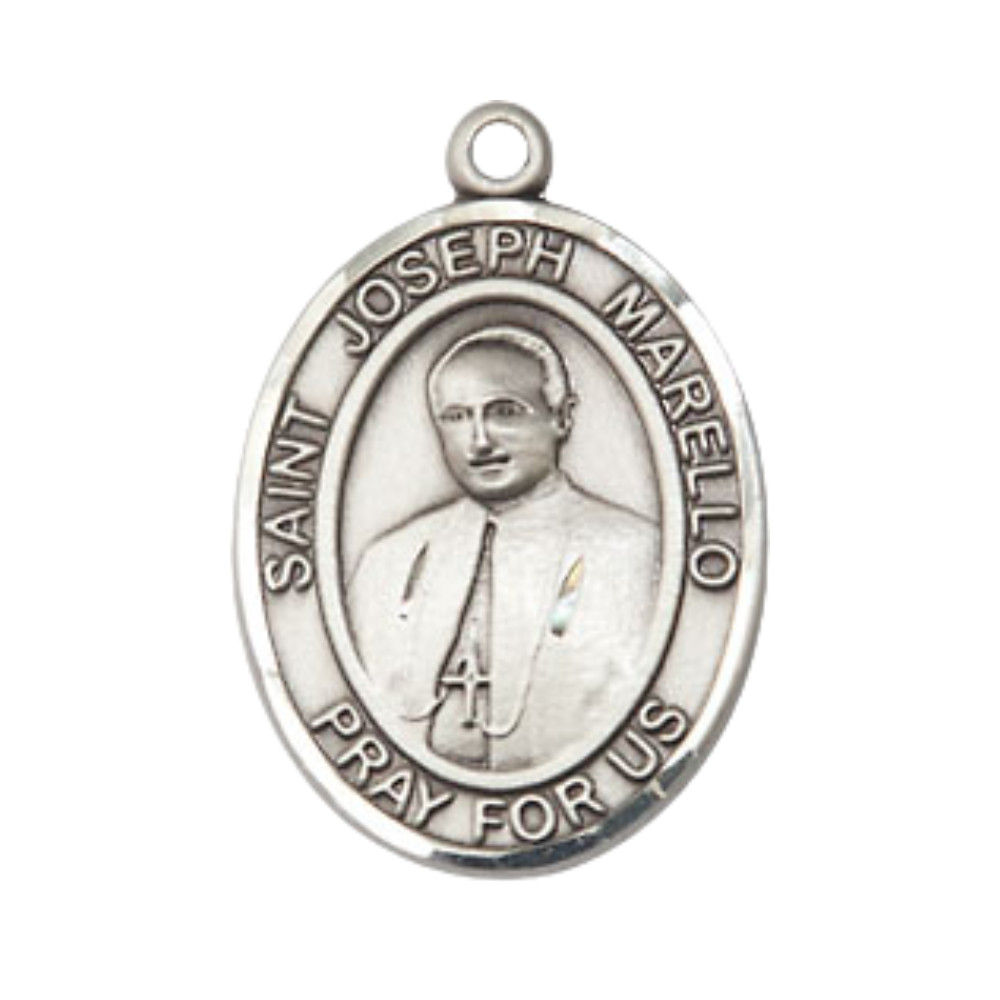 Sterling Silver Saint Joseph Marello Medal 24″ Lobster Claw Chain Necklace