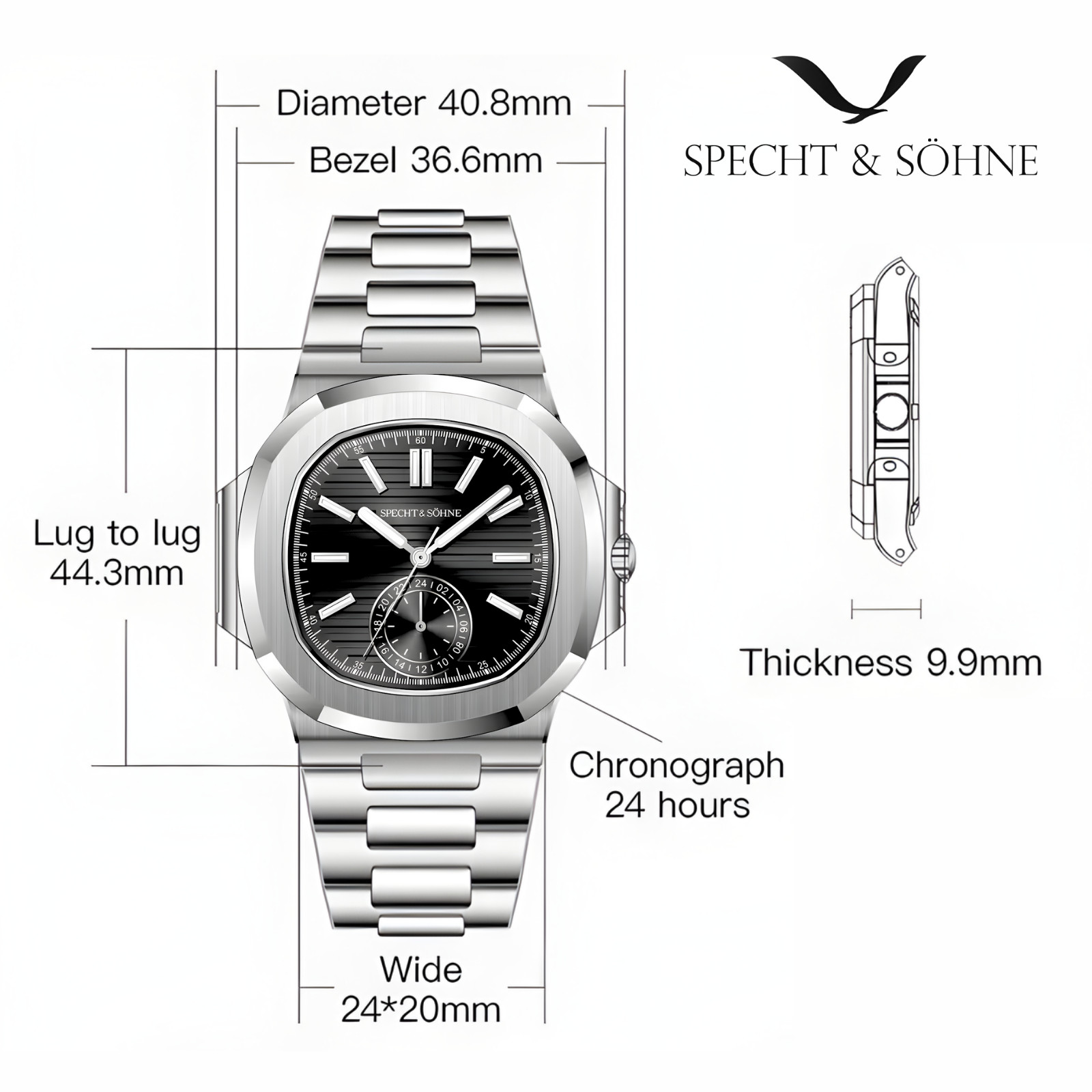 Specht & Söhne Icon 24 Black Edition Stainless Steel Sapphire Glass Watch – UK