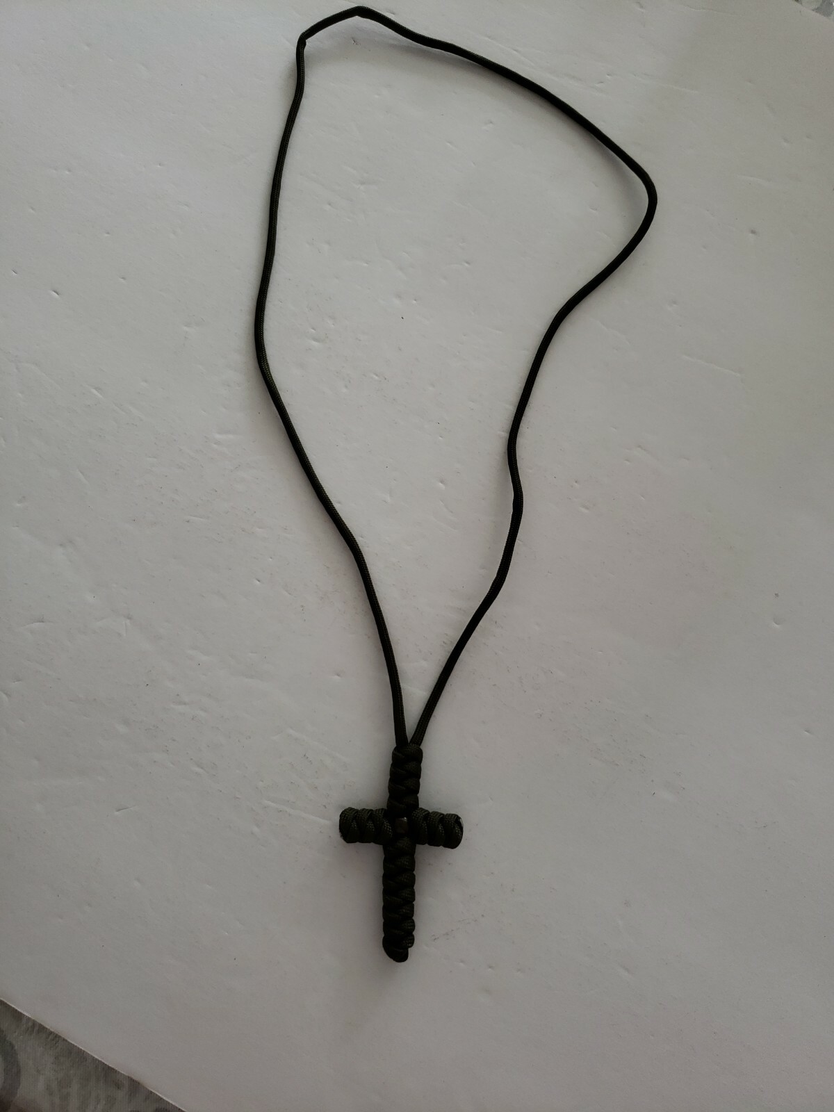 “Ranger” Paracord Cross Necklace -OD Green. BRAND NEW – HANDCRAFTED