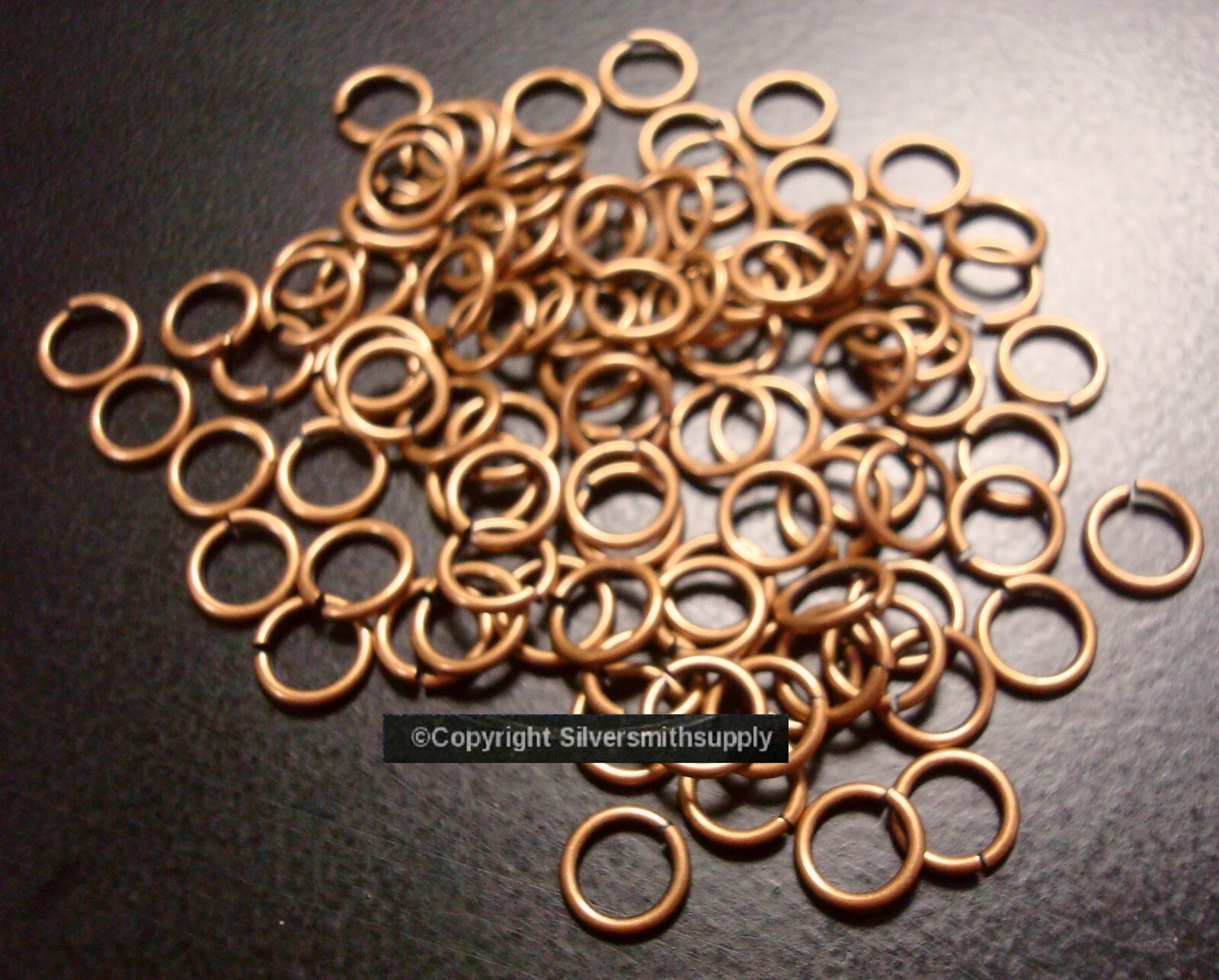 100 Heavy Ant. Copper pltd 18 Ga 7mm round open jump rings attach charms FPJ097