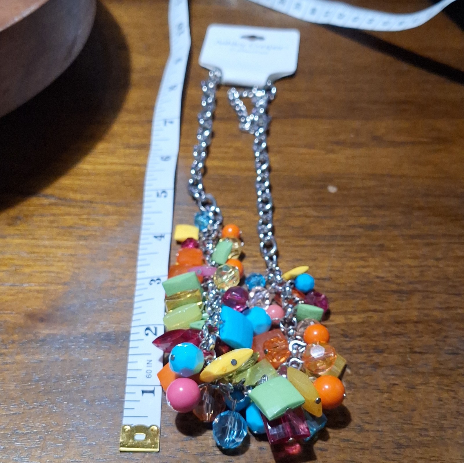 Ashley Cooper Collection Multicolor Plastic Beaded Necklace + Hoop Earrings Set
