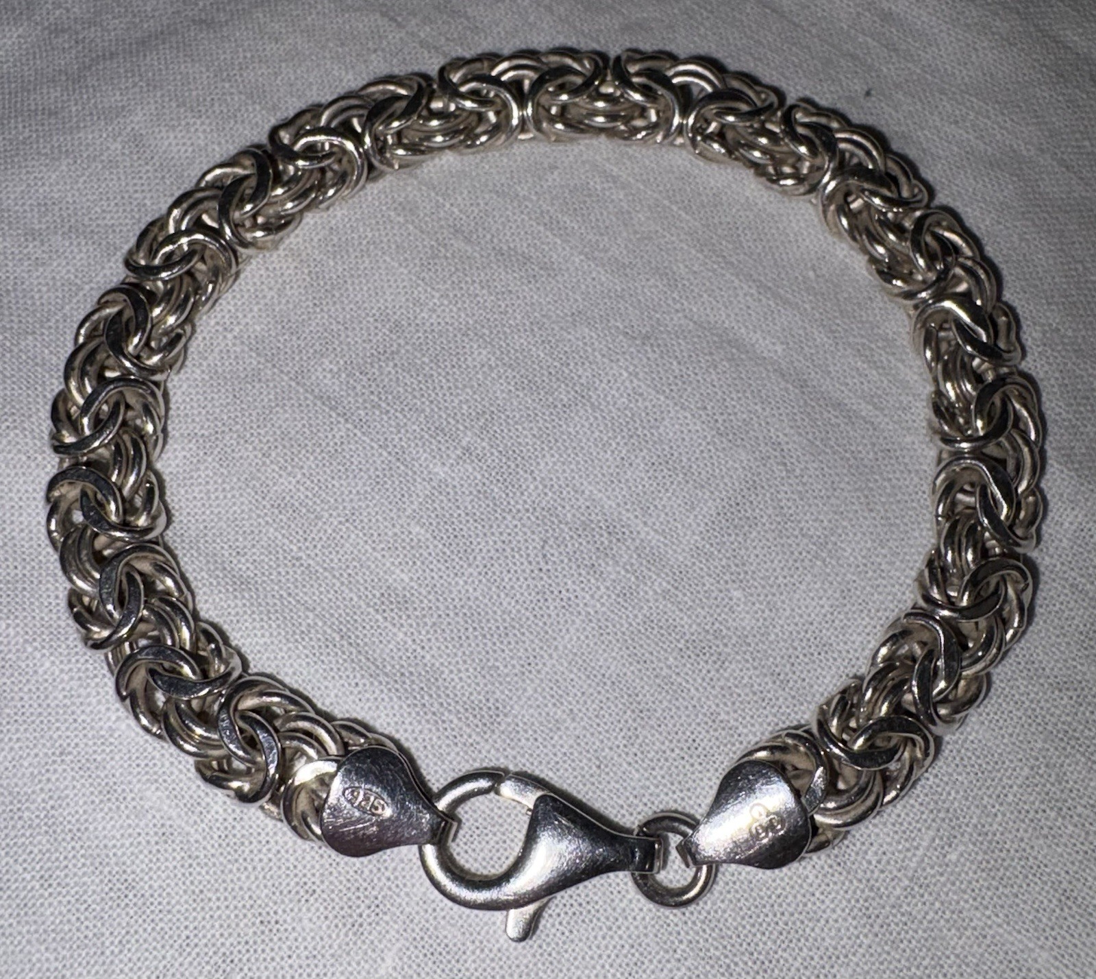 7” Silver .925 Byzantine Women’s Bracelet Marked Italy