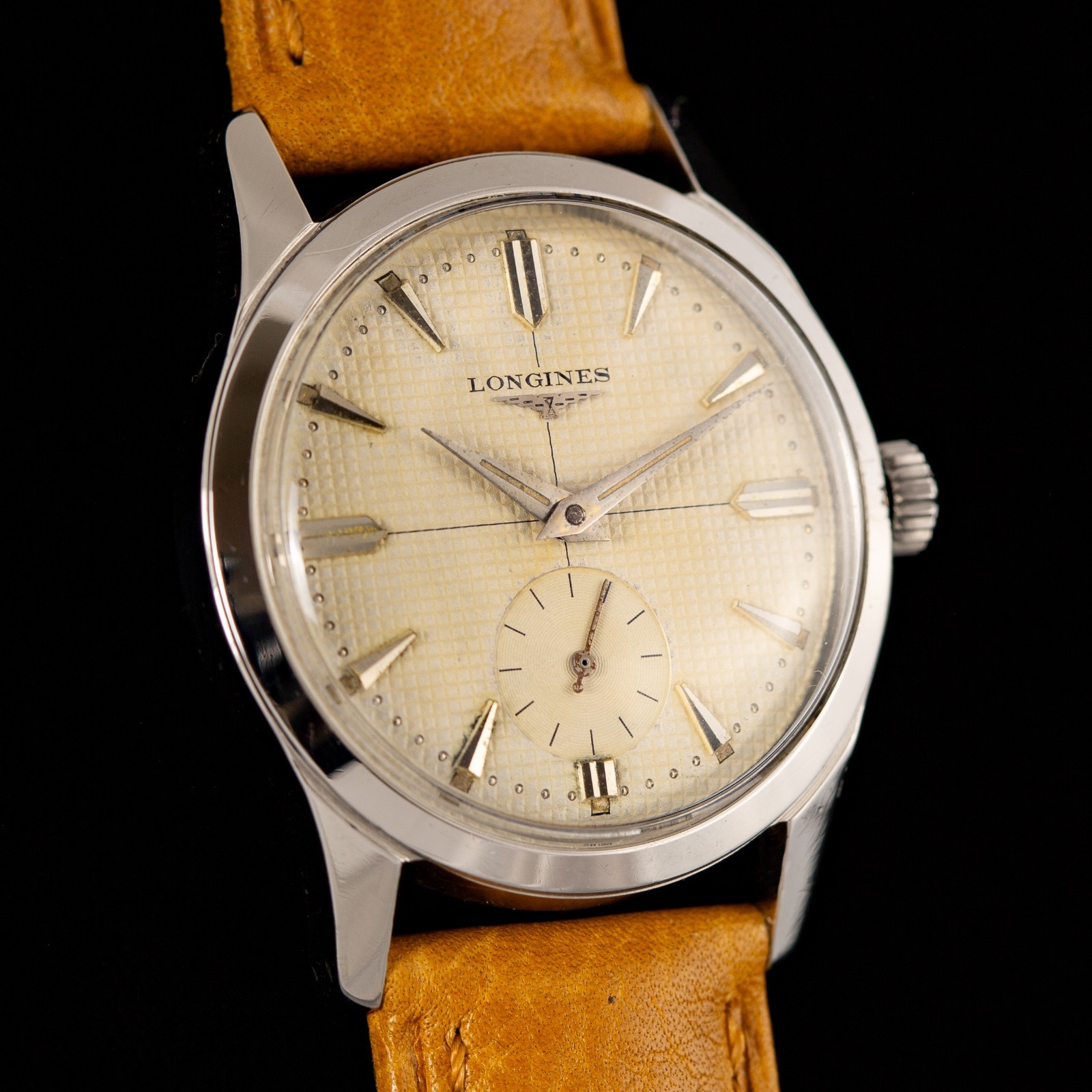 Vintage 1957 Longines Waffle Dial Cal 23Z Calatrava Watch Ref 6822-1 Serviced