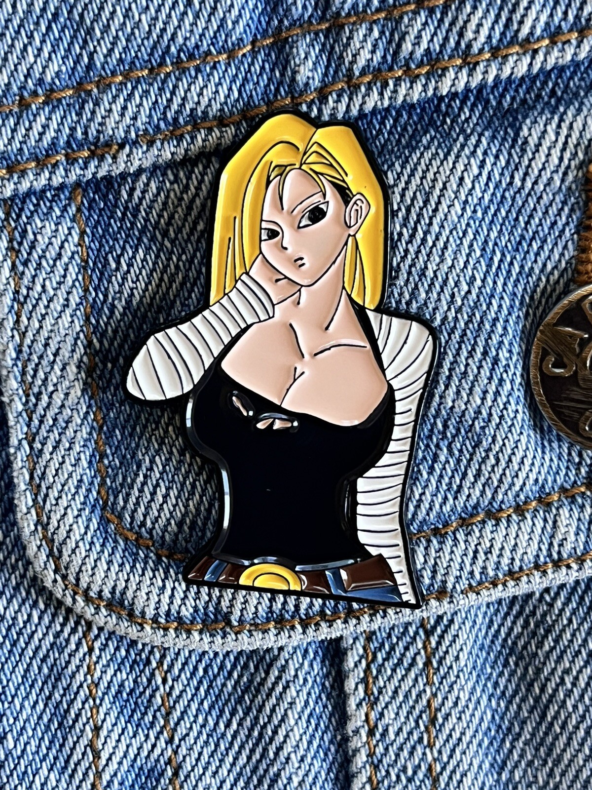 Large Android 18 Enamel Pin – Excellent Condition