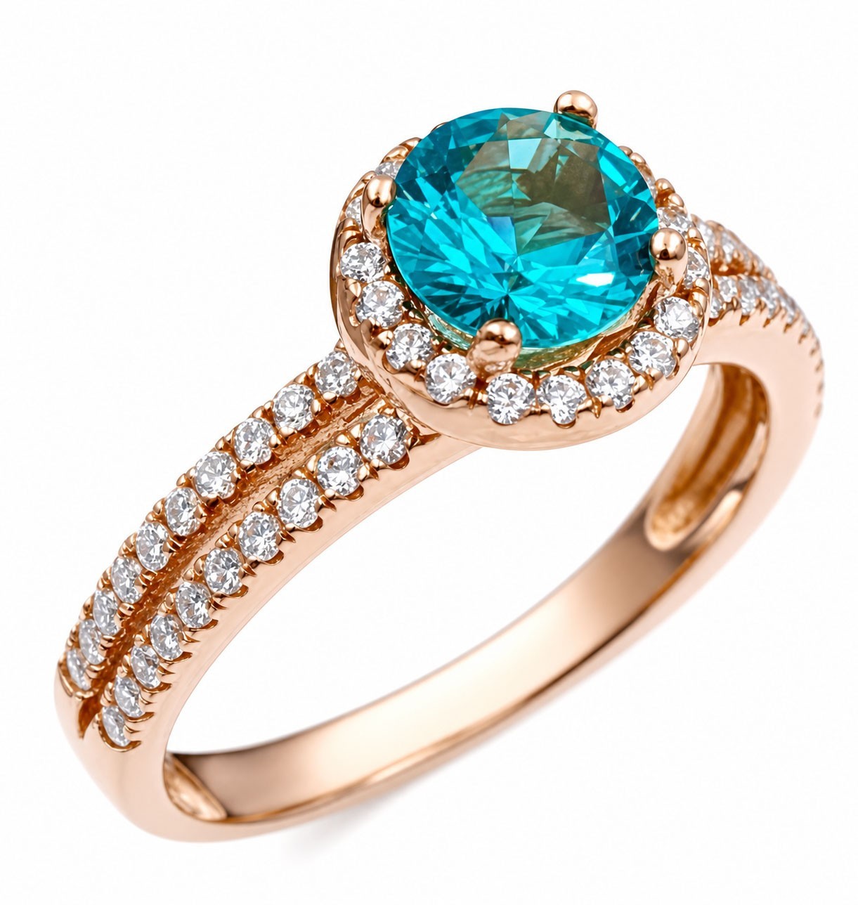 GENUINE 1.08 Cts PARAIBA TOURMALINE & WHITE SAPPHIRES RING .925 Silver – NWT