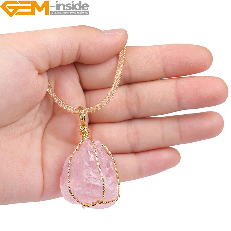 Natural Charm Necklace Raw Crude Crystal Pendulum Quartz Pendants For Women