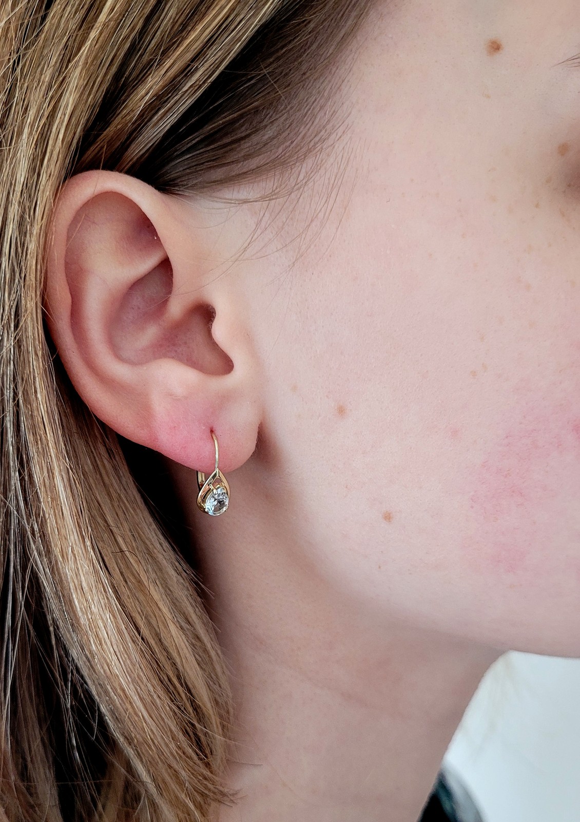 Bouton Blue Topaz Gold 333 Earrings Ear Bouton Yellow Gold