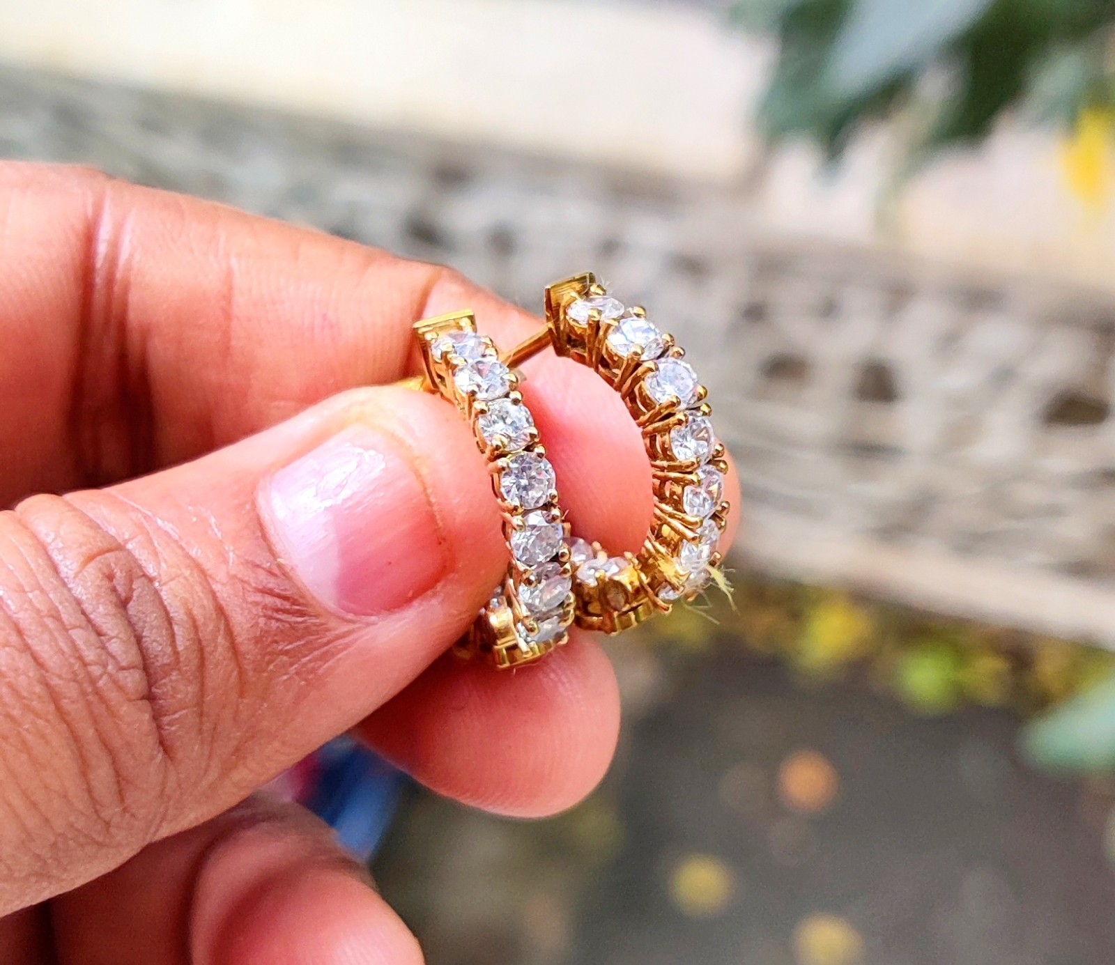 1.50Ct Round Cut Lab Created Diamond Hoop Earrings 14K Yellow Gold Plated Silver