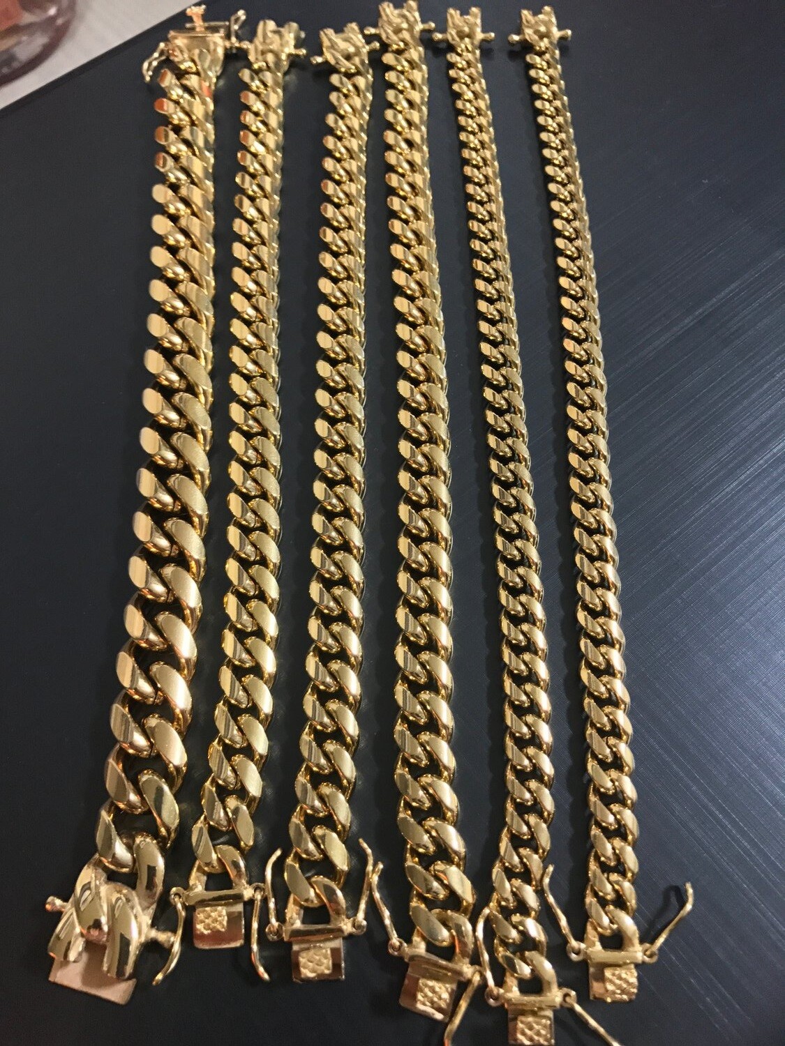 Men’s Miami Cuban Link Bracelet&Chain Combo Set 14K Gold Plated Stainless Steel