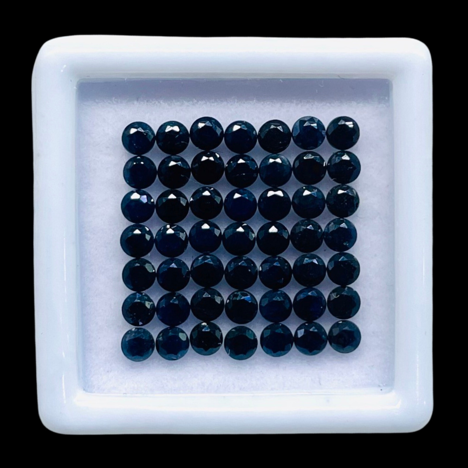 Natural Blue Sapphire 50 Pcs 2.5mm Round Diamond Cut Calibrated Loose Gemstones
