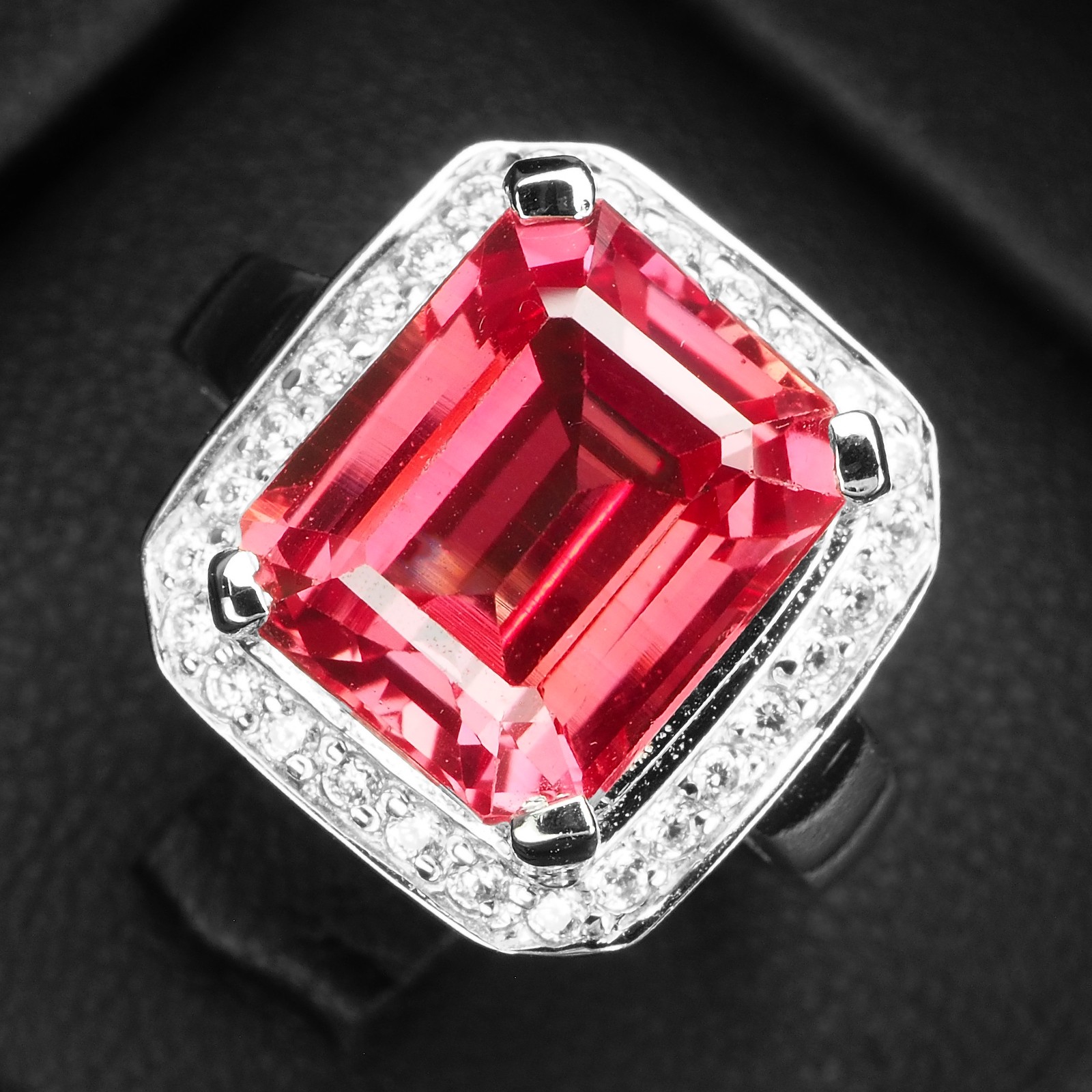 Pristine Sunset Pink Sapphire Baguette 7.06Ct 925 Sterling Silver Handmade Rings