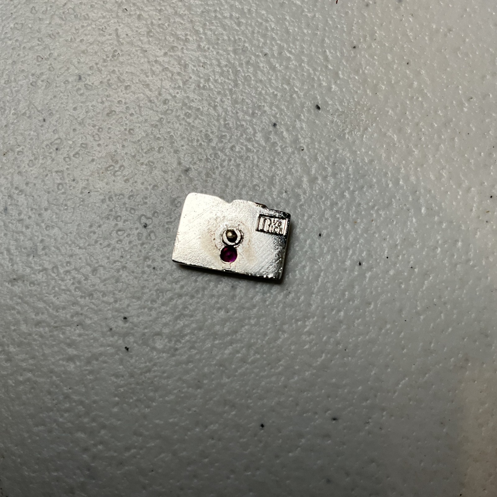 Two-Tone Rectangular Charm with Red Stone Accent 1/5 10K GF KMART K MART