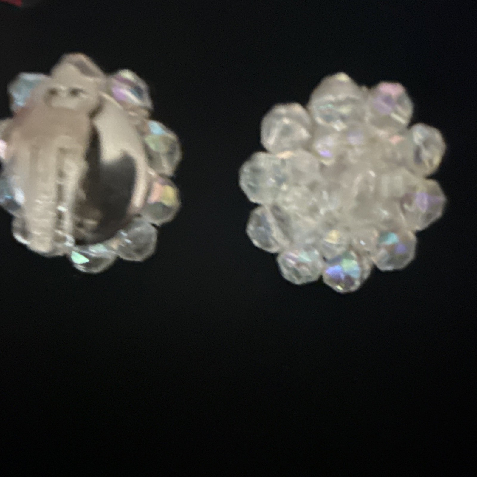 Vintage Aurora Borealis Glass Cluster Clip Earrings Western Germany