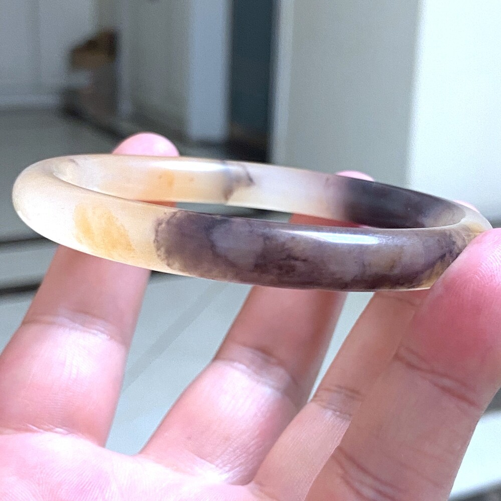 Certified Multicolor 62mm Natural Golden Silk Jade jadeite Bangle Bracelet 3601