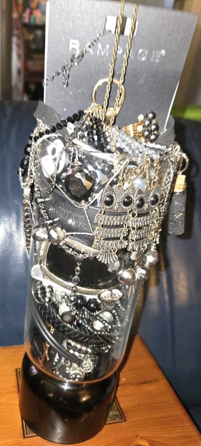 Goth Black☠️ Emo Gems~Mystery Jewelry Jar~All Wearable Pieces/Packed Full