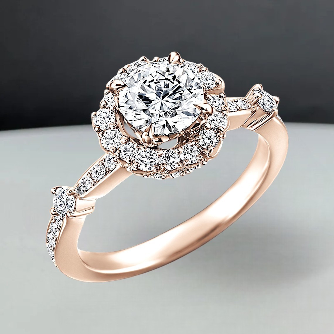 2.75 Ct Round Cut IGI Certified Lab Grown Diamond Engagement Ring 14K Rose Gold